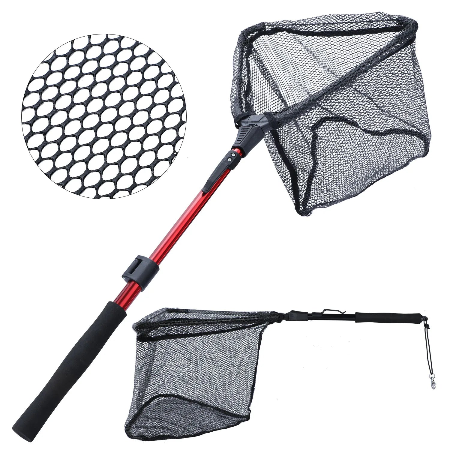 Sougayilang Fishing Tool Net Fishing tackle 70cm 95cm 115cm Portable Retractable Folding Fishing Net for Bass Carp Trout Fishing