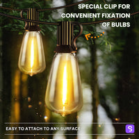 Up To 100FT ST38 LED Outdoor String Lights, Waterproof Shatterproof Connectable US Plug Patio Lamps for Garden, Balcony, Porch