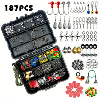 187pcs Fishing Kit – Premium Tackle Box Hooks & More
