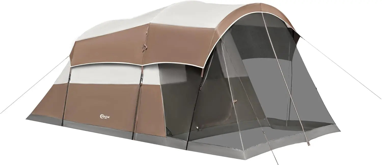 6/8/10 Person Family Camping Tent with Screen Room – Large Waterproof Tunnel Tent with Rainfly for Outdoor Camping