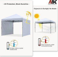 10x10 Pop Up Canopy Tent with 2 Sidewalls, Easy Setup for Outdoor Sun and Rain Protection, White