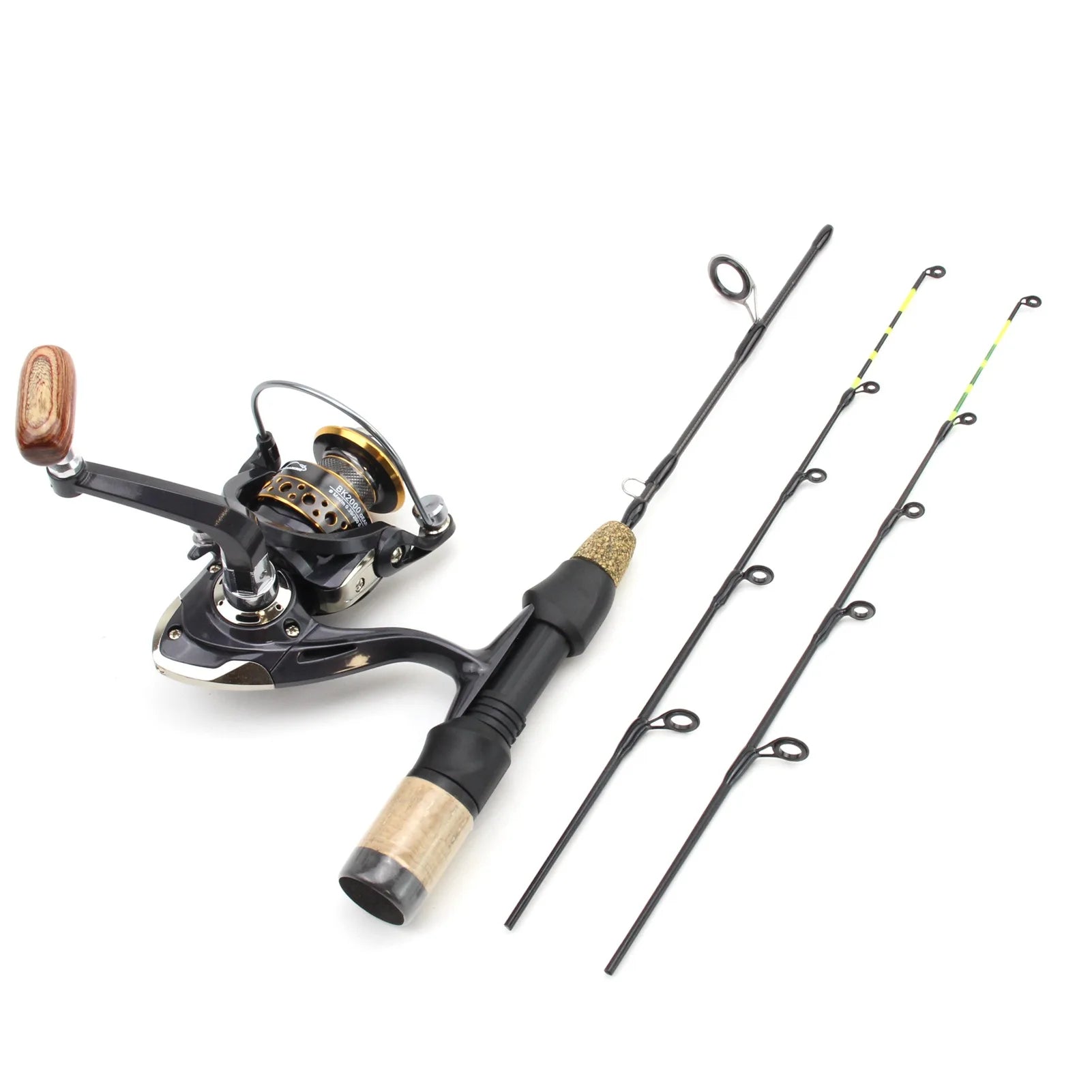 Heavy Duty Winter Ice Fishing Rod & Reel Combo – Carbon Fiber Ice Fishing Pole Set with 2 Tips