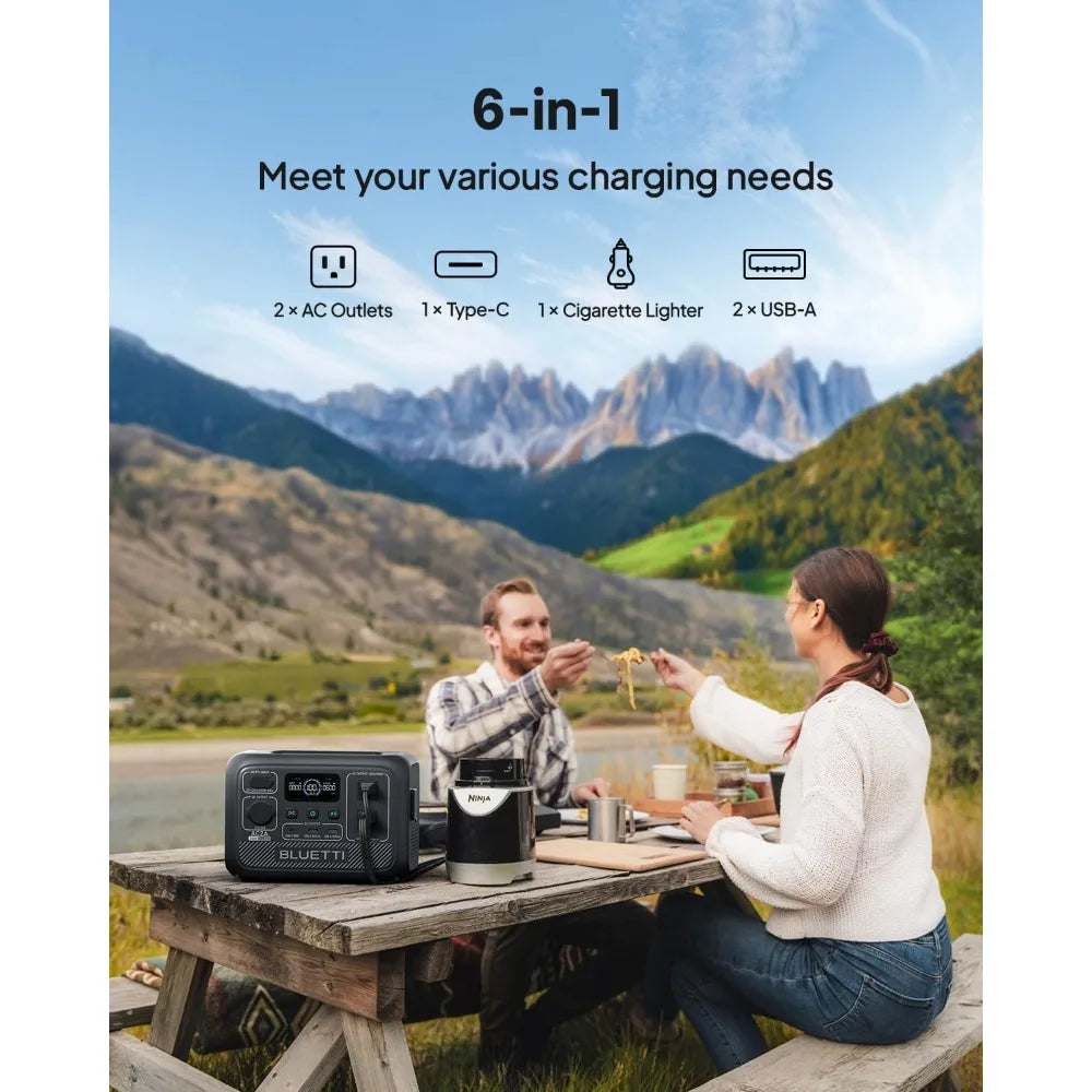 BLUETTI AC2A Portable Power Station – 204Wh LiFePO4 Battery, 300W (600W Power Lifting) AC Output, Solar Generator for Camping & Emergency Backup