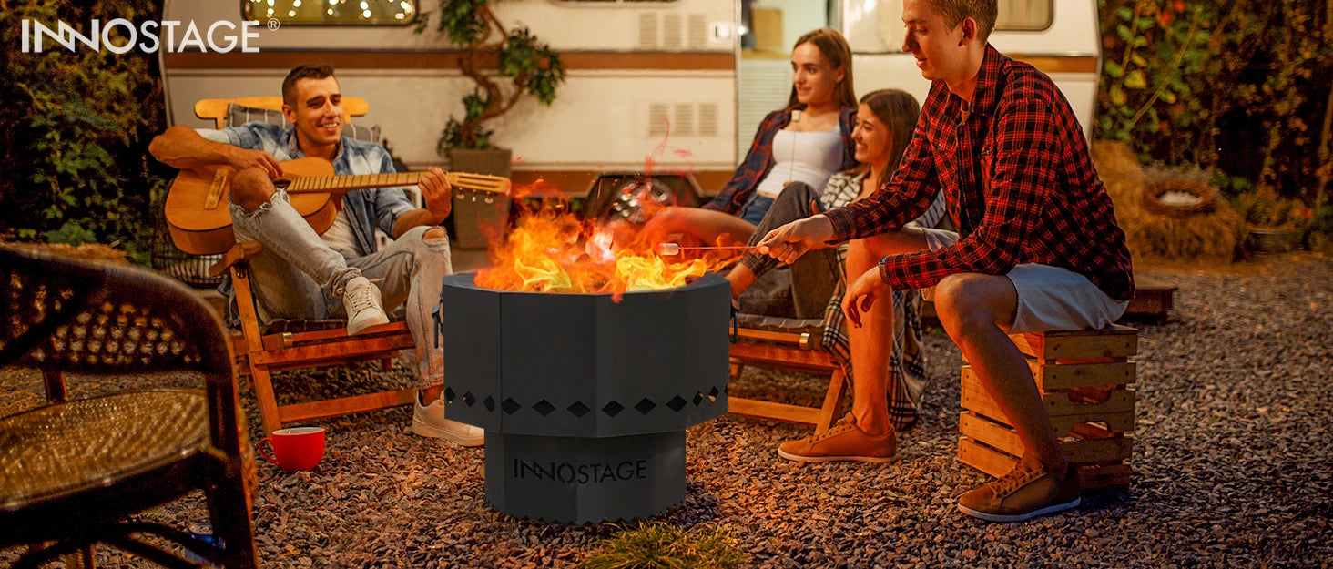 Fire Pit 25 Inch Outdoor Outside Wood Burning Portable Firepit Log Stove Fireplace for BBQ Camping Campfire Bonfire Backyard