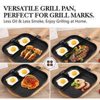 3 in 1 Frying Pan Aluminum Alloy Partitioned Non Stick 3 Section Divided Breakfast Pan Grill Pan Multifunction Kitchen Egg Pan