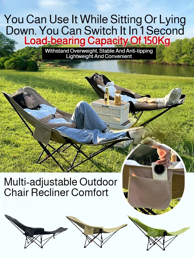 Portable Folding Recliner Beach Chair Leg Rest Lunch Break Folding with Outdoor Lunch Chair Outdoor Camping Chair Fishing Chair