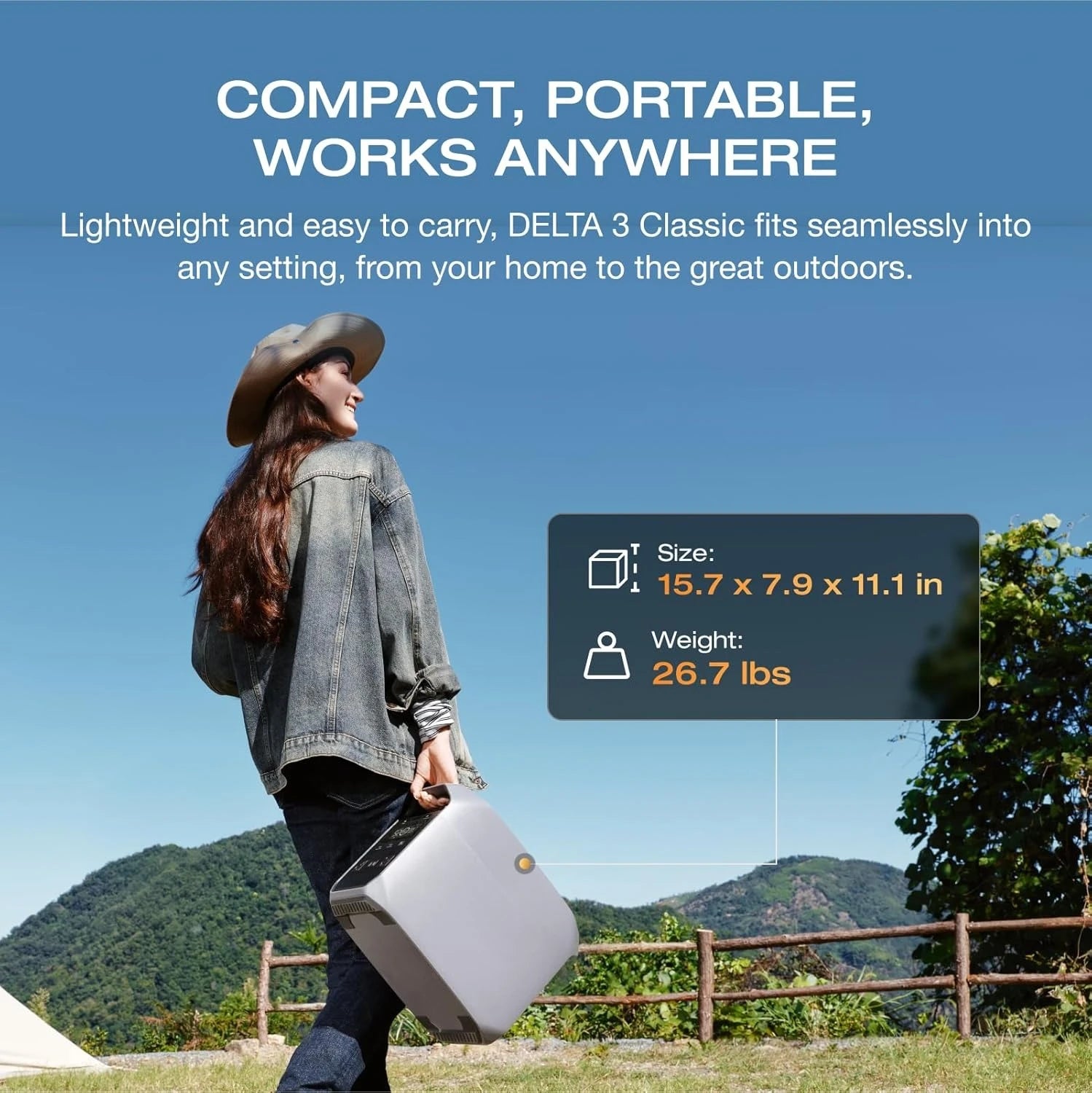 DELTA 3 Classic Portable Power Station – 1024Wh LiFePO4 Battery, 1800W AC Output, 100W USB-C, 1-Hour Fast Charging for Home Backup & Outdoor Use