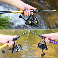 Heavy Duty 2-Piece Carbon Fiber Fishing Rod & Reel Combo – CNC Aluminum Spinning Reel Set