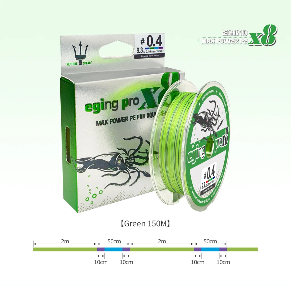 Heavy Duty X8 Braided Fishing Line – PE Multifilament Fishing Thread for Squid & Saltwater Fishing