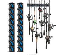 Wall Mounted Fishing Rod Holder Rack – Vertical & Horizontal Storage Organizer for Up to 9 Rods