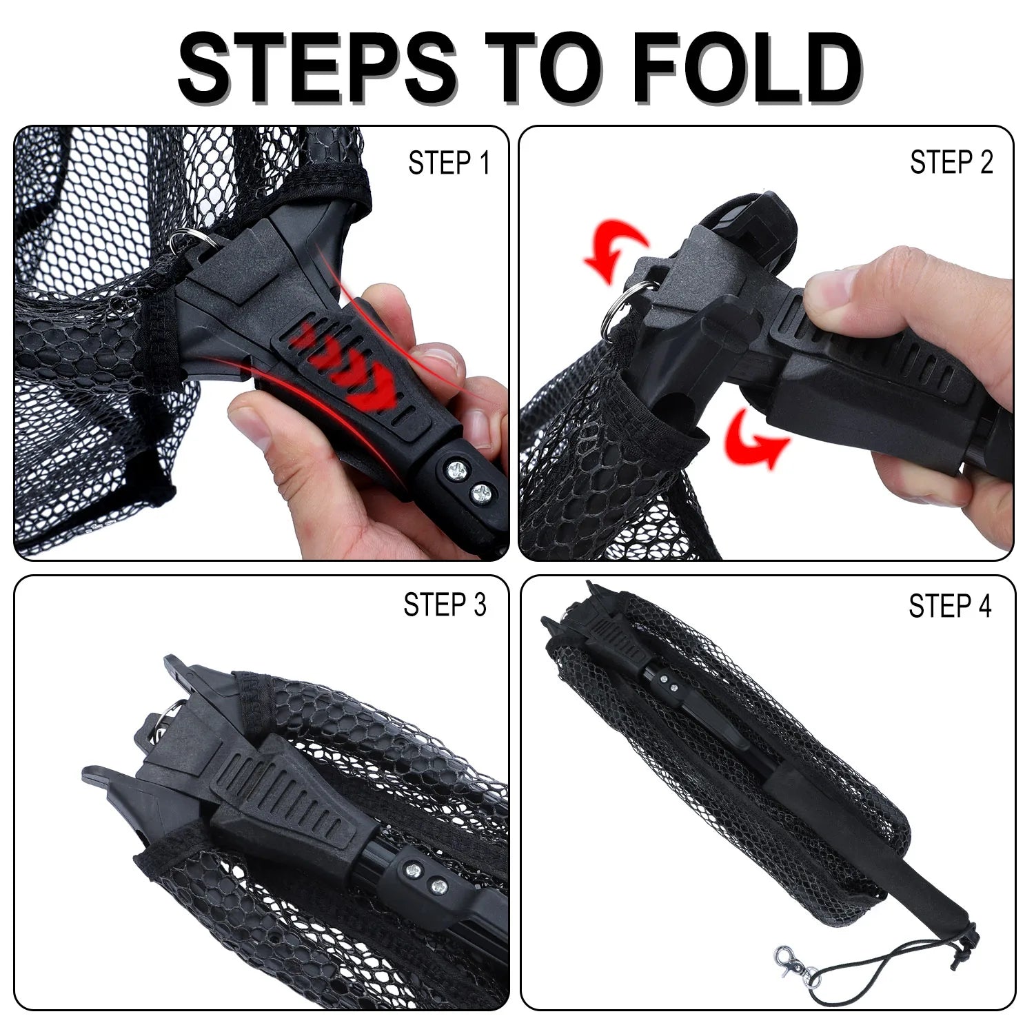 Sougayilang Fishing Tool Net Fishing tackle 70cm 95cm 115cm Portable Retractable Folding Fishing Net for Bass Carp Trout Fishing