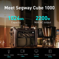 Segway Cube 1000 (1024Wh) Portable Power Station – 2200W Expandable Solar Generator for Backup & Camping