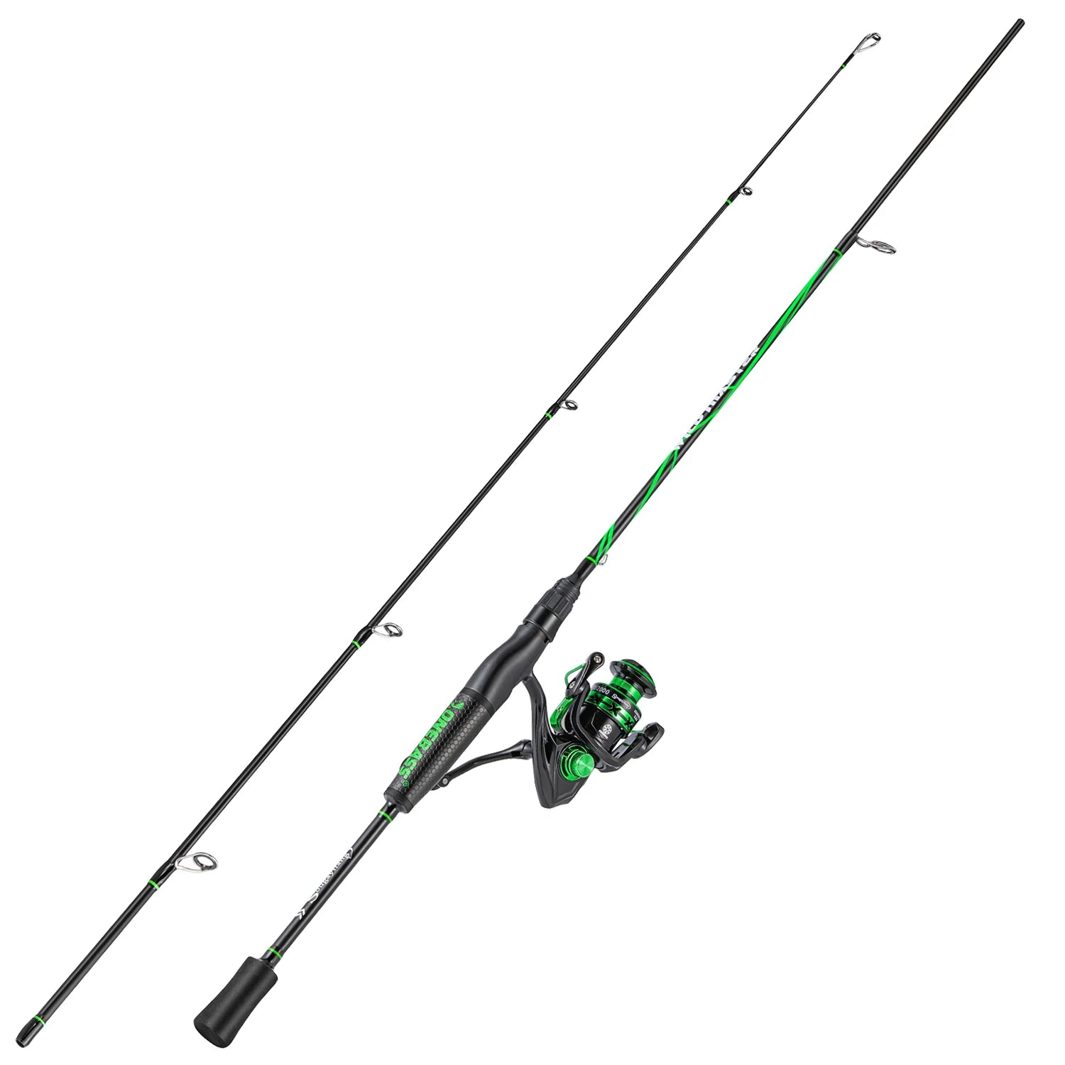 Heavy Duty 2-Section Fishing Rod & Reel Combo – Carbon Fiber Spinning Pole Set for Freshwater Fishing
