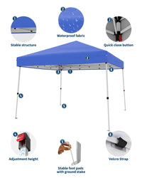 10x10 FT Pop Up Canopy Tent, Slant Leg Instant Outdoor Shelter UV Protection Waterproof With Carry Bag For Patio Garden Beach