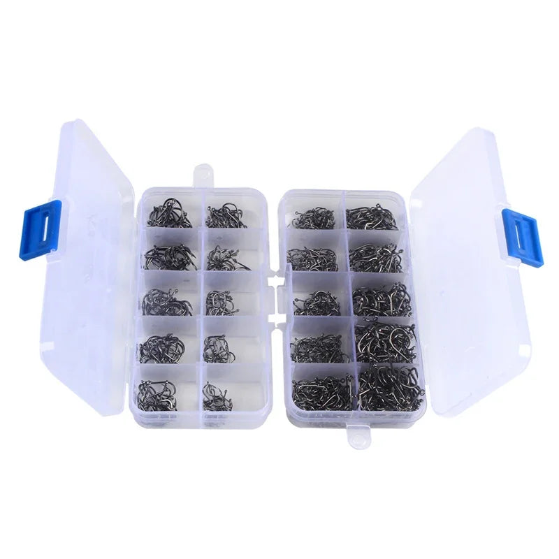Heavy Duty Fishing Hooks Set – High Carbon Steel Barbed Hooks for Saltwater & Freshwater Fishing