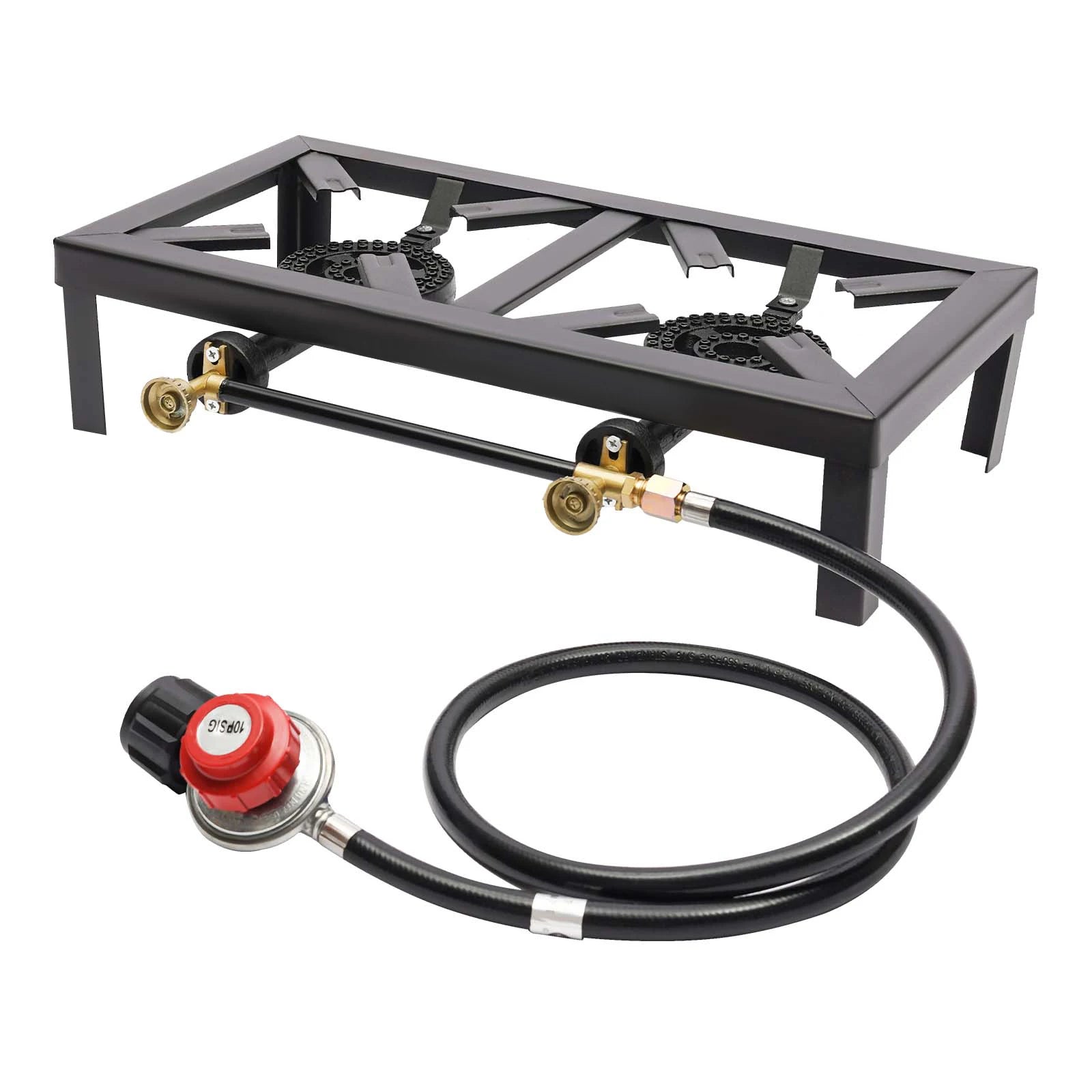 Portable Double Burner Gas Stove – Adjustable Regulator for Camping & BBQ