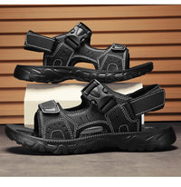 Men's Leather Hiking Sandals Lightweight Beach Walking Shoes