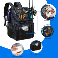 45L Heavy Duty Fishing Backpack Cooler – Waterproof Tackle Storage Bag with Rod Holders & Rain Cover