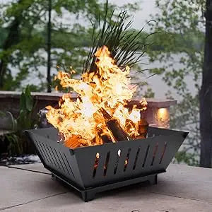 Fire Pit 25 Inch Outdoor Outside Wood Burning Portable Firepit Log Stove Fireplace for BBQ Camping Campfire Bonfire Backyard