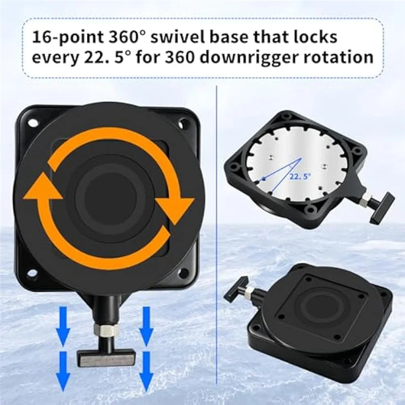 Adjustable Low Profile Swivel Mount Base – Heavy Duty Downrigger Mounting Base