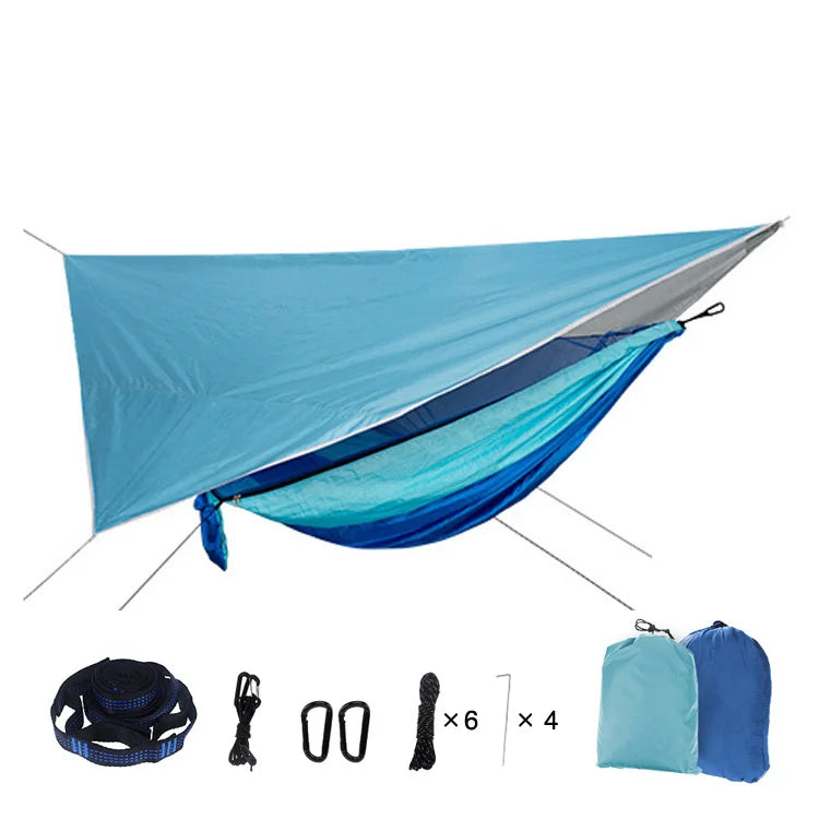 Heavy Duty Camping Hammock with Mosquito Net & Rain Fly – Waterproof Outdoor Survival Hammock System