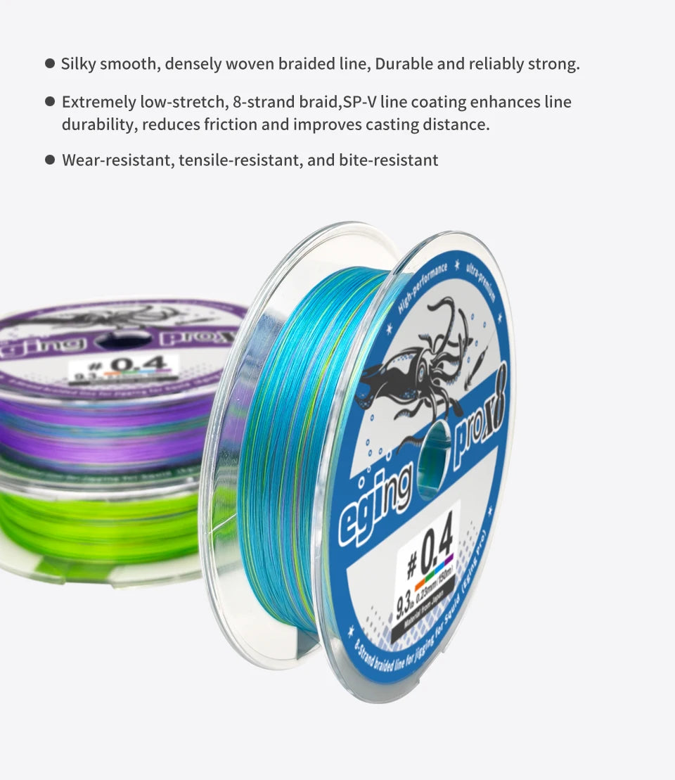 Heavy Duty X8 Braided Fishing Line – PE Multifilament Fishing Thread for Squid & Saltwater Fishing