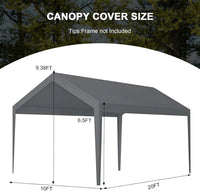 10x20 Heavy-Duty Carport Canopy Cover, Waterproof Replacement Top with Edge & Bungees (Frame Not Included)