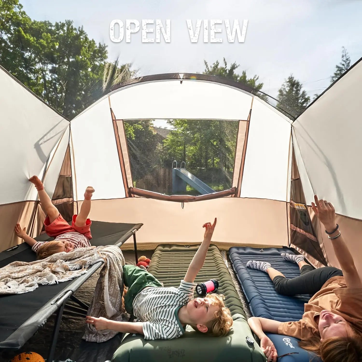 6/8/10 Person Family Camping Tent with Screen Room – Large Waterproof Tunnel Tent with Rainfly for Outdoor Camping