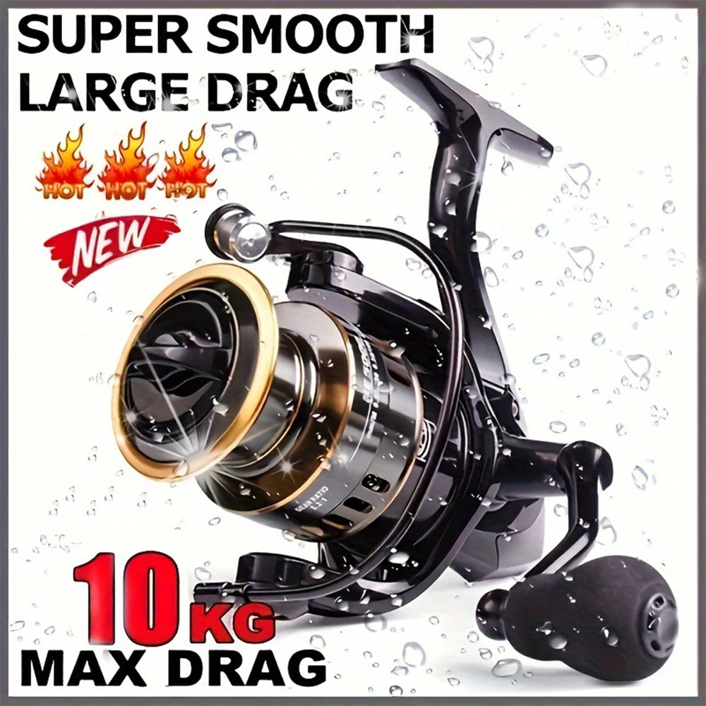 HE6000-7000 Spinning Wheel Fishing Reel – 5.2:1 Ratio 10KG Resistance