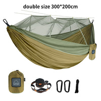 Portable Heavy Duty Nylon Camping Hammock with Mosquito Net – Single/Double Outdoor Travel Hammock