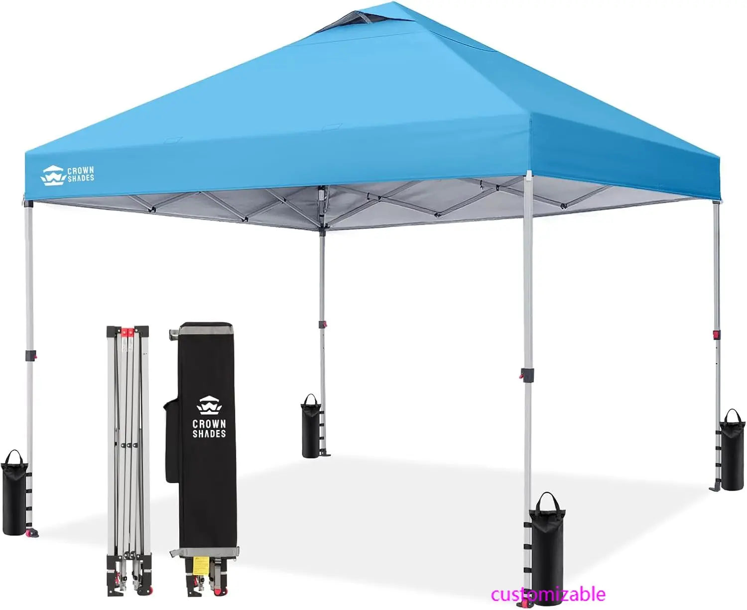 10x10 Pop Up Canopy Tent - One Push Setup, UPF 50+ UV Protection, Water & Flame Resistant, Portable with Wheels & Sand Bags