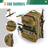 Goture Outdoor Fishing Backpack Large Capacity Waterproof Tackle Bag for Hiking Camping Cycling Multifunction Fishing Tackle Bag