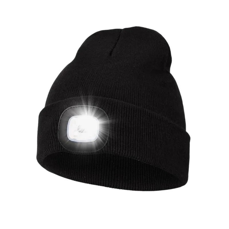 Unisex LED Knitted Beanie Hat | USB Rechargeable Headlamp Winter Warm Hat for Night Activities