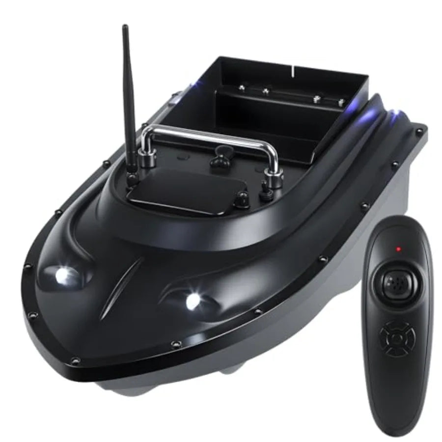 Remote Control Boat Fishing Drone with Bait Release 546-Yard Range Black Fishing Boat with 12000mAh Battery Dual Motor Battery