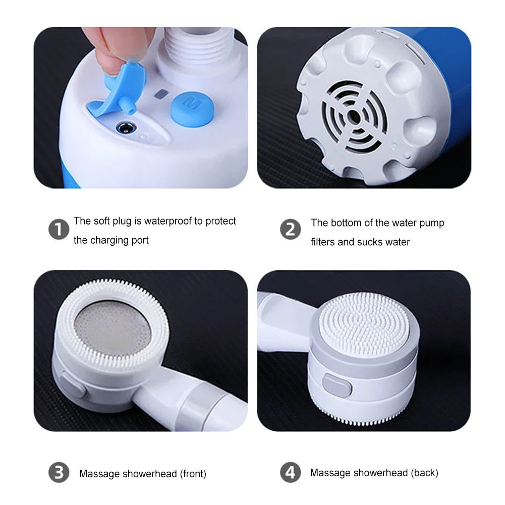 Portable Camping Shower Pump Rechargeable 4000mAh Digital