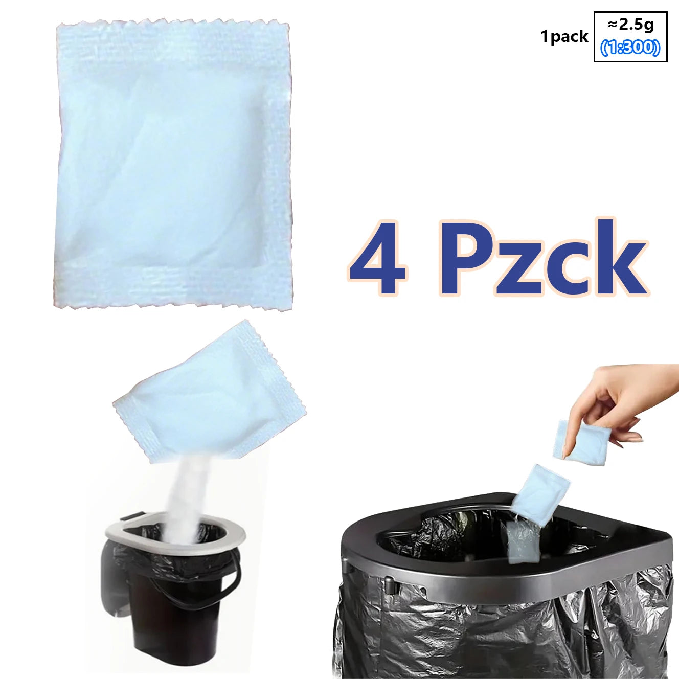 Outdoor Portable Toilet Gel - Absorbent Pee Powder 1-100 Pack