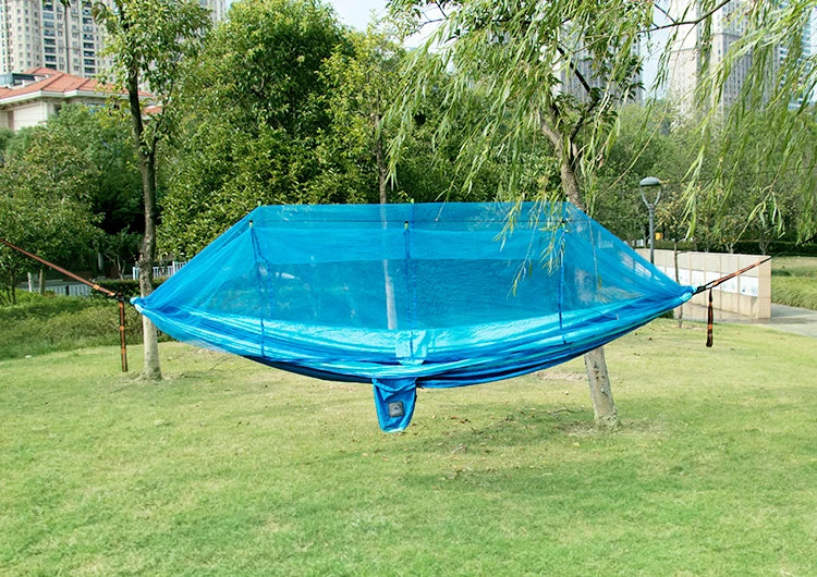 Portable Heavy Duty Nylon Camping Hammock with Mosquito Net – Single/Double Outdoor Travel Hammock