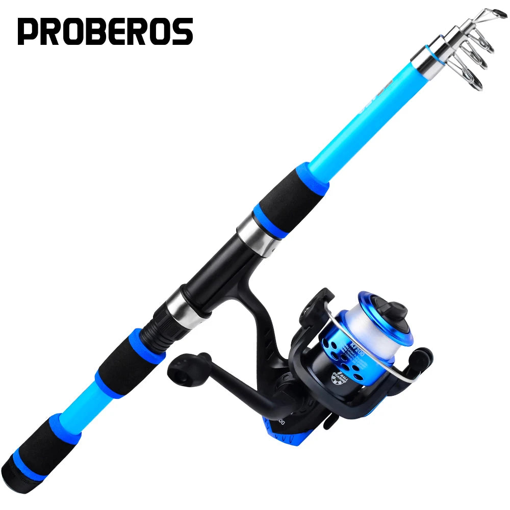 Portable Glass Fiber Telescopic Fishing Rod – Heavy Duty Baitcasting Fishing Pole