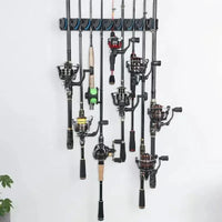 Wall Mounted Fishing Rod Holder Rack – Vertical & Horizontal Storage Organizer for Up to 9 Rods