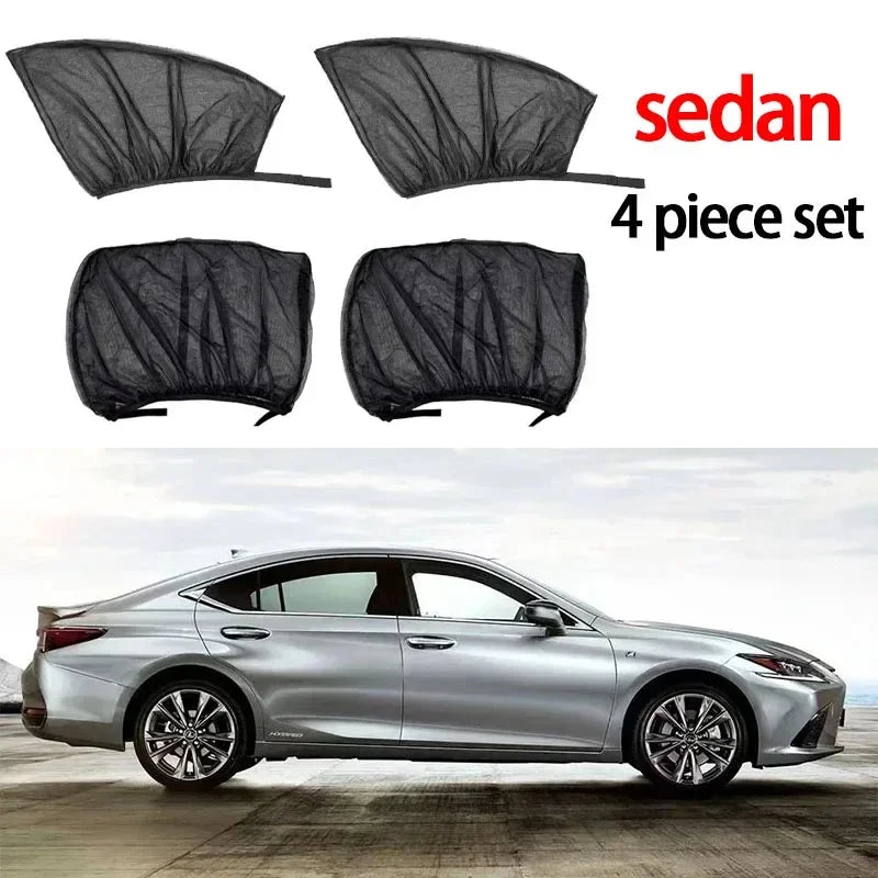 2PCS/4PCS Car Window Sunshade Mosquito Net Set – Breathable UV Protection Screens for Front & Rear Windows