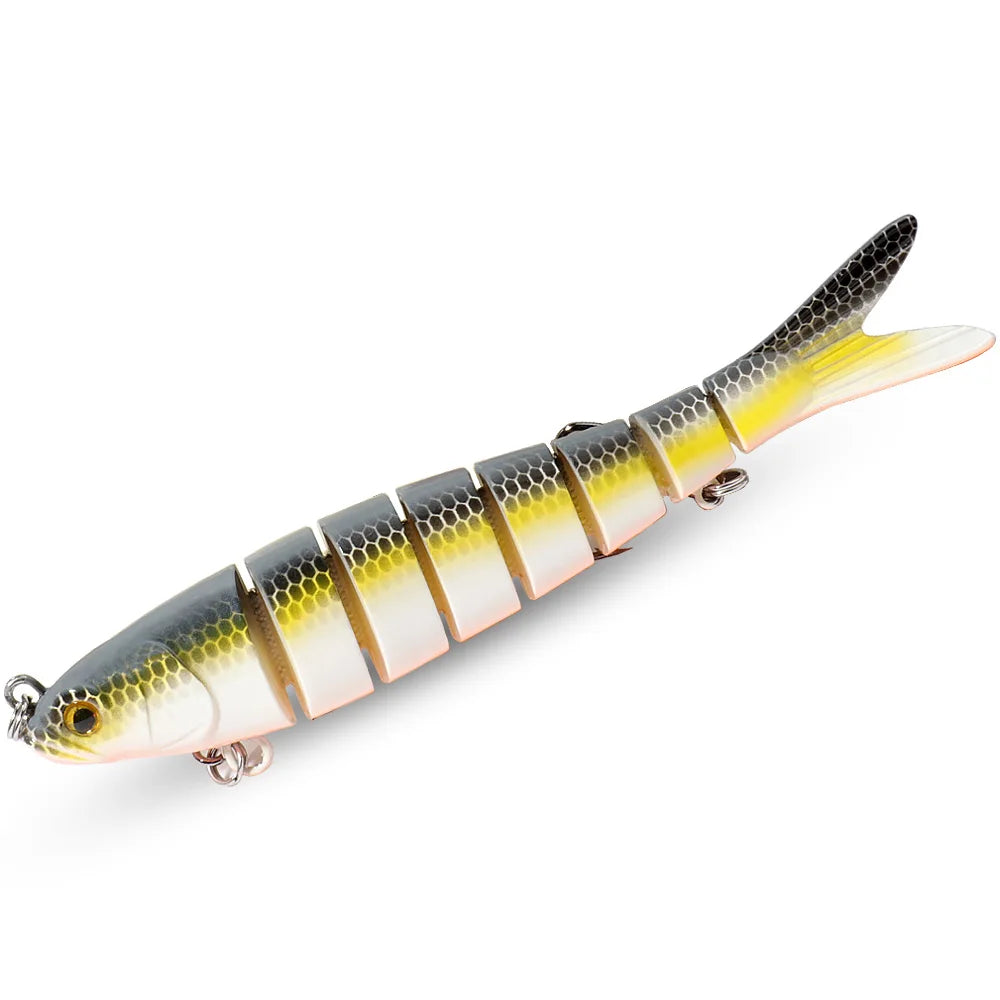 8-Segment Swimbait Fishing Lure – Slow Sinking Jointed Bass & Carp Hard Bait with Treble Hooks