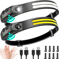 USB Rechargeable COB LED Headlamp – Waterproof Sensor Headlight for Camping & Fishing