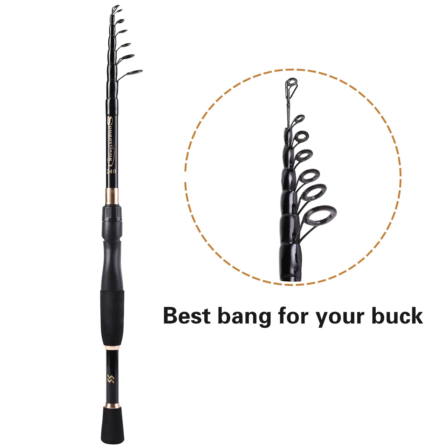 Sougayilang Telescopic Fishing Combo 1.8m 2.1m 2.4m Carbon Fiber Rod and 5.5:1 13+1BB Spinning Fishing Reel Fishing Kit Pesca