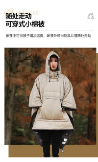 Unisex Wearable Sleeping Bag Poncho – Waterproof Windproof Hooded Camping Blanket for Travel & Outdoor Adventures