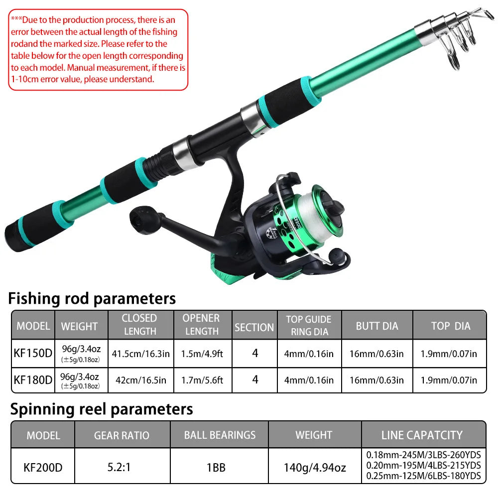 Portable Glass Fiber Telescopic Fishing Rod – Heavy Duty Baitcasting Fishing Pole