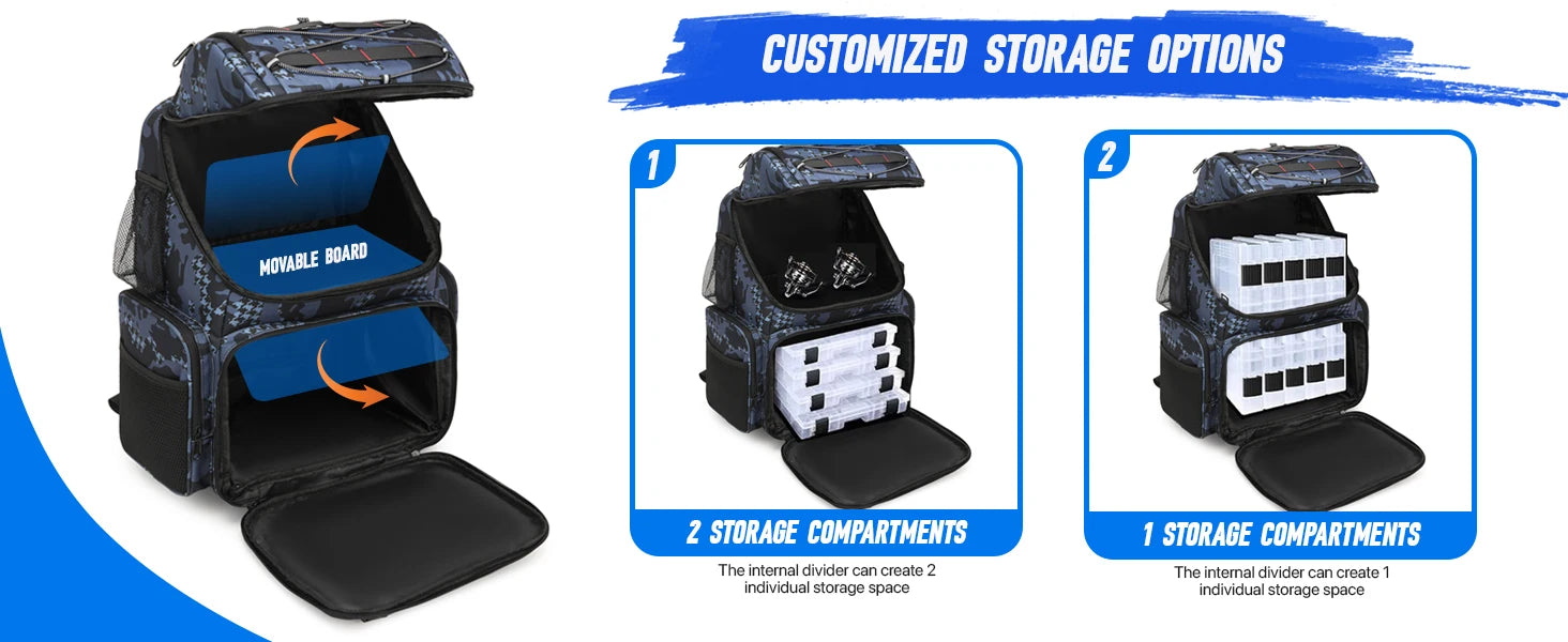 45L Heavy Duty Fishing Backpack Cooler – Waterproof Tackle Storage Bag with Rod Holders & Rain Cover