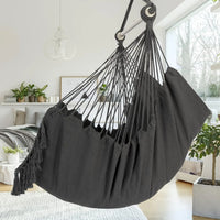 Heavy Duty Macrame Hanging Chair with Cushions (500lb Capacity) – Indoor/Outdoor Cotton Rope Swing Chair with Pocket