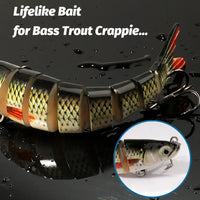 8-Segment Swimbait Fishing Lure – Slow Sinking Jointed Bass & Carp Hard Bait with Treble Hooks