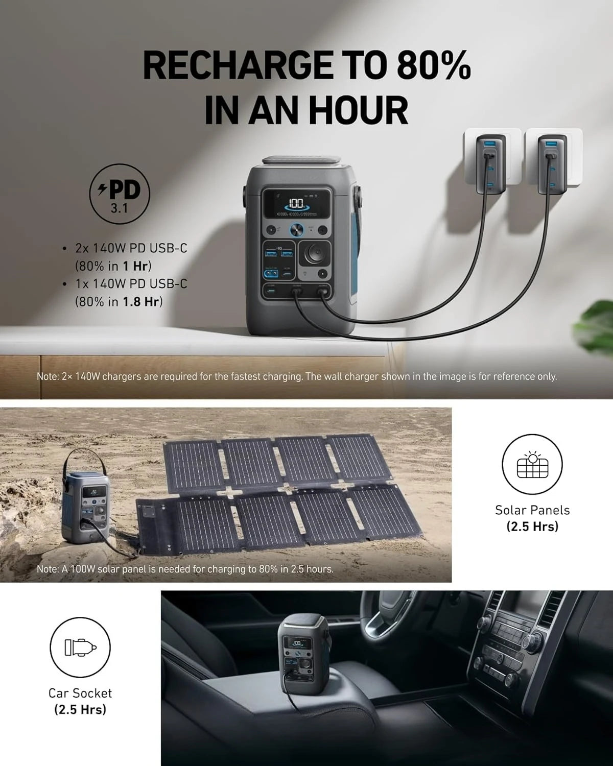 C300 300W Portable Power Station (288Wh) – LiFePO4 Solar Generator for Camping & Backup Power