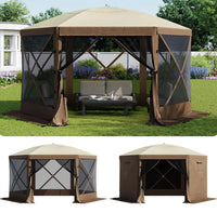 12x12 FT Pop Up Gazebo Screen Tent – 6-Sided Canopy with Carry Bag & Stakes, Outdoor Sun Shelter for Backyard & Camping